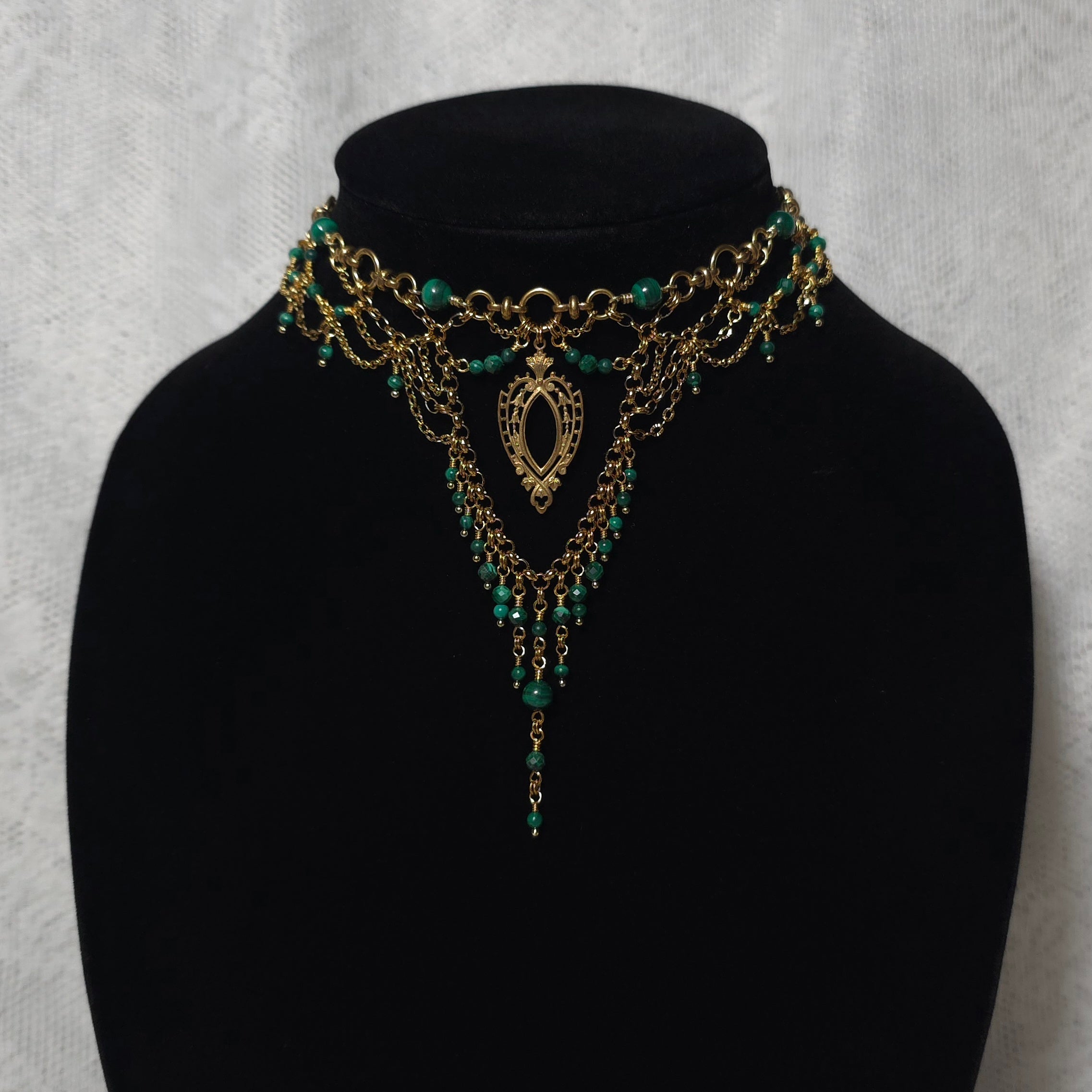 IVYBOUND | Gold & Malachite Renaissance Inspired Choker