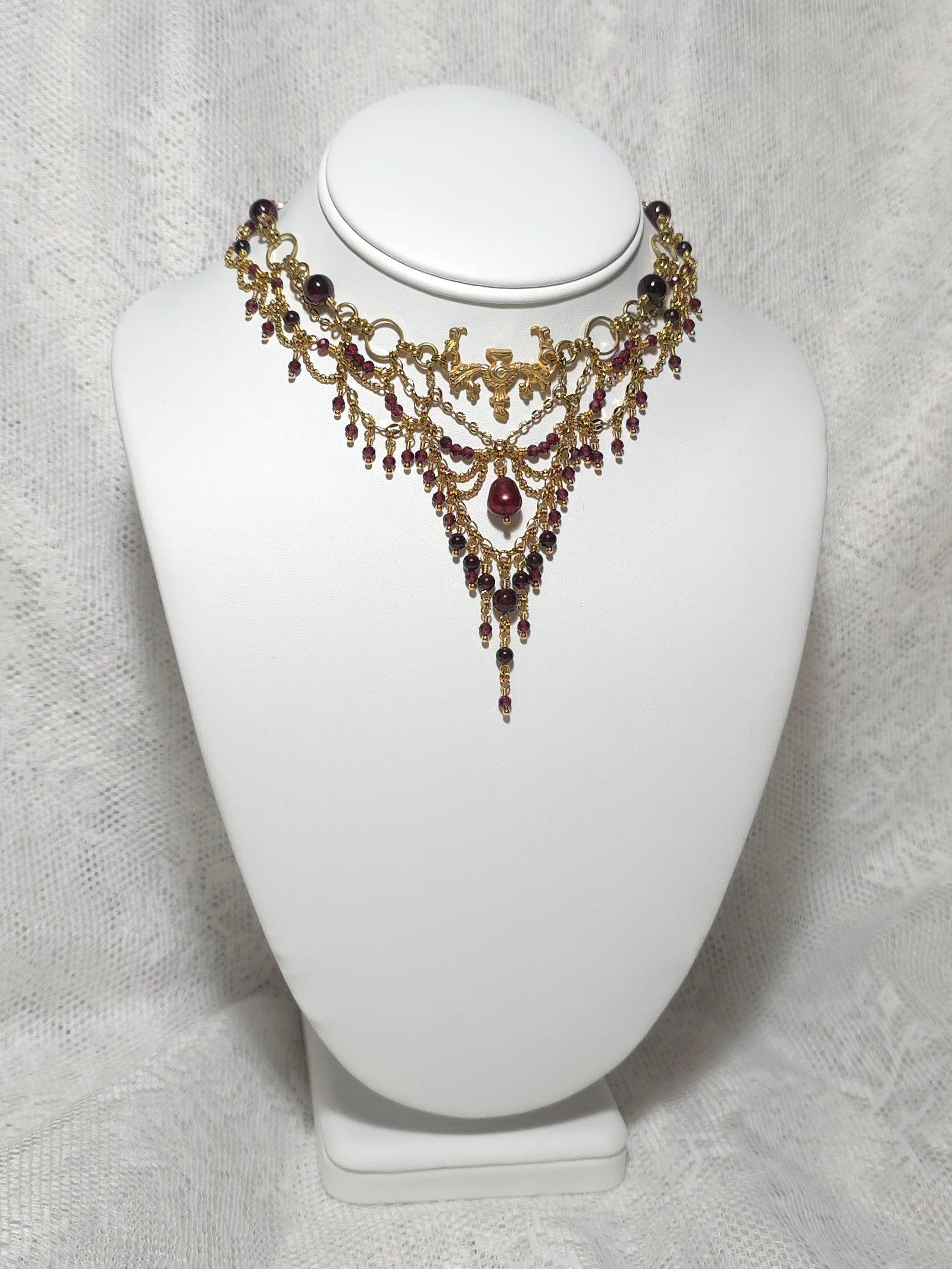 AESTIVAL CHERRIES | Gold & Garnet Renaissance Inspired Choker