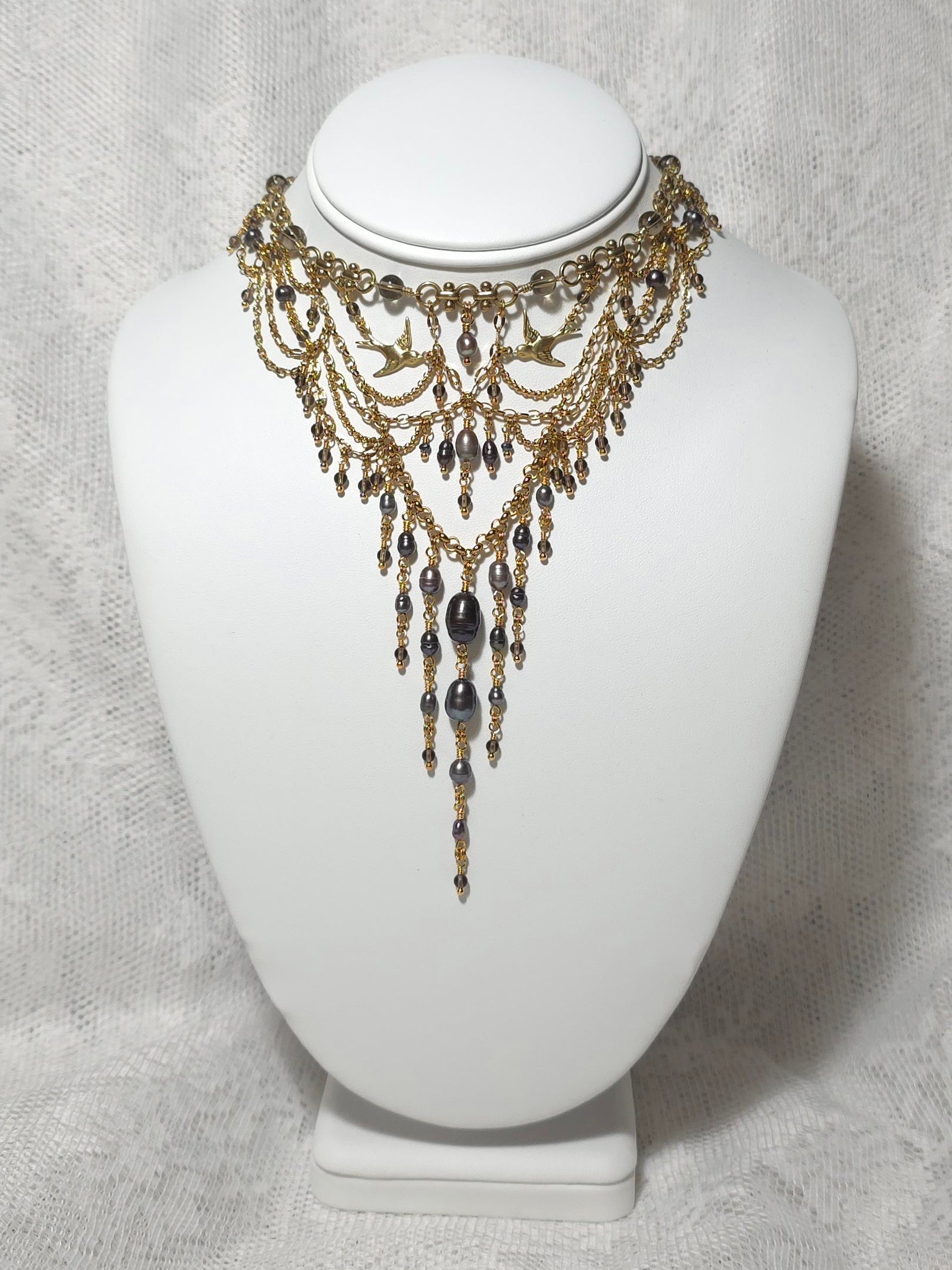 HIRUNDINE WALTZ | Gold & Smoky Quartz Renaissance Inspired Choker