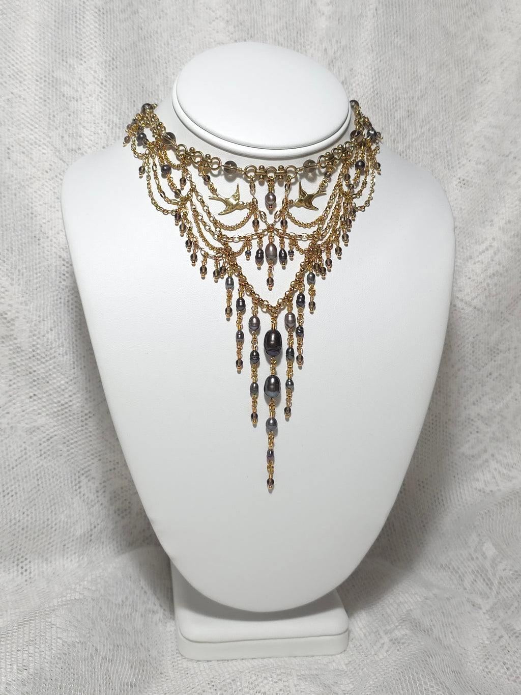 HIRUNDINE WALTZ | Gold & Smoky Quartz Renaissance Inspired Choker