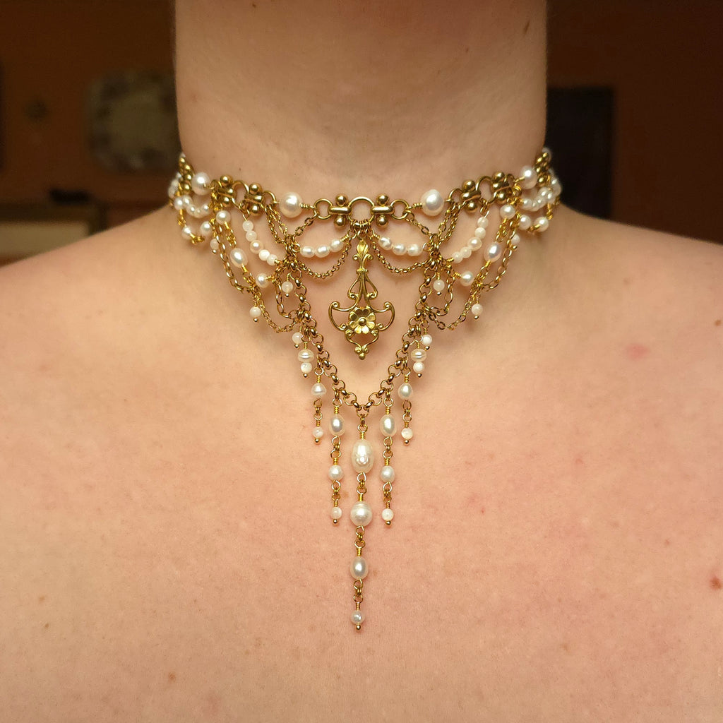 BLOSSOM | Gold & Pearl Renaissance Inspired Choker