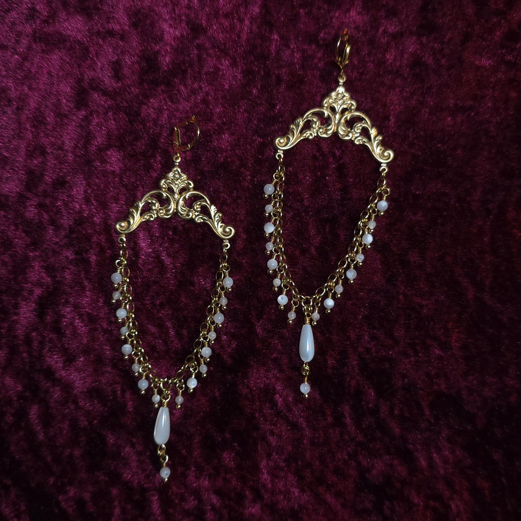 FIRST LOVE | Mother of Pearl Renaissance Inspired Earrings
