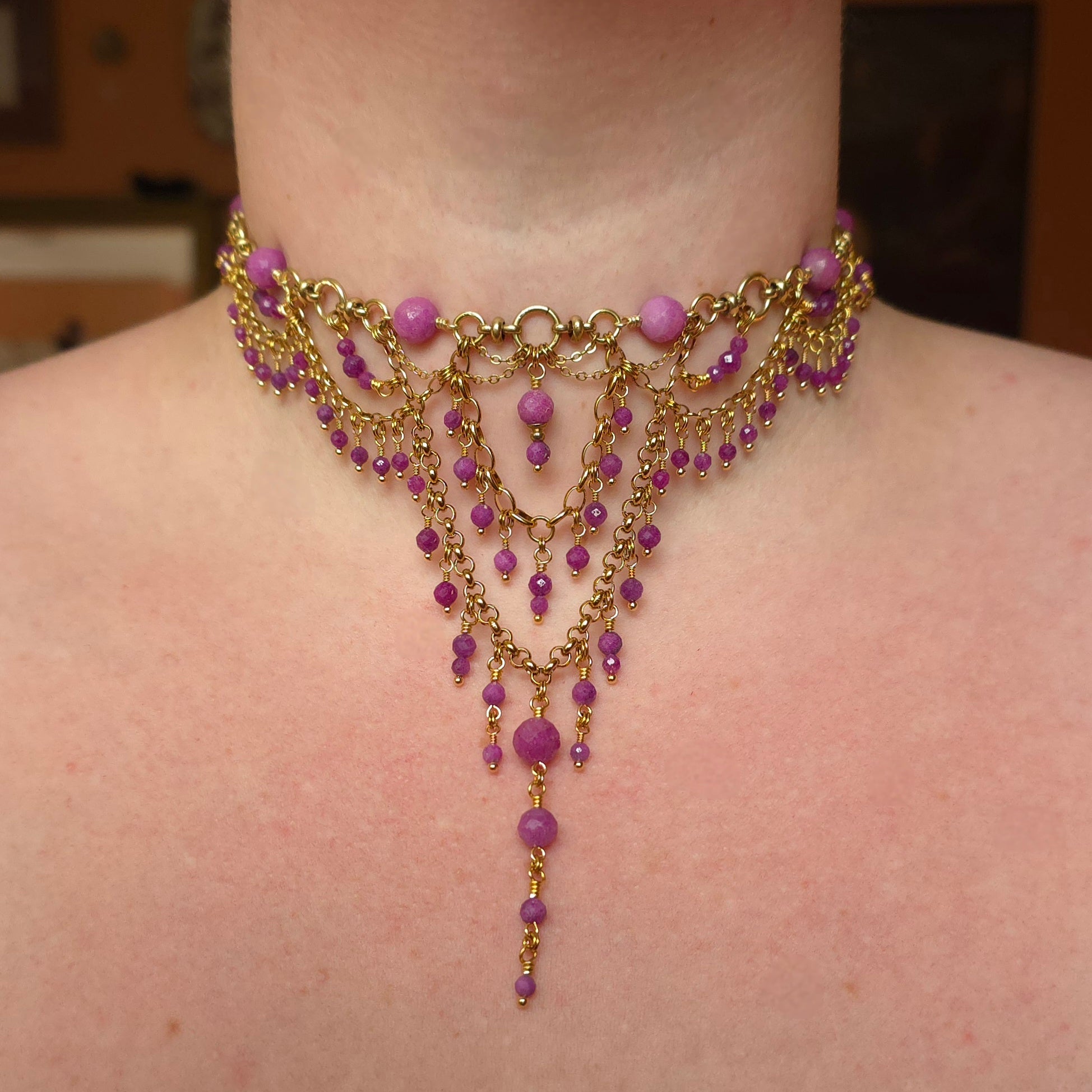 FOREVERMORE | Gold & Ruby Renaissance Inspired Brass Choker