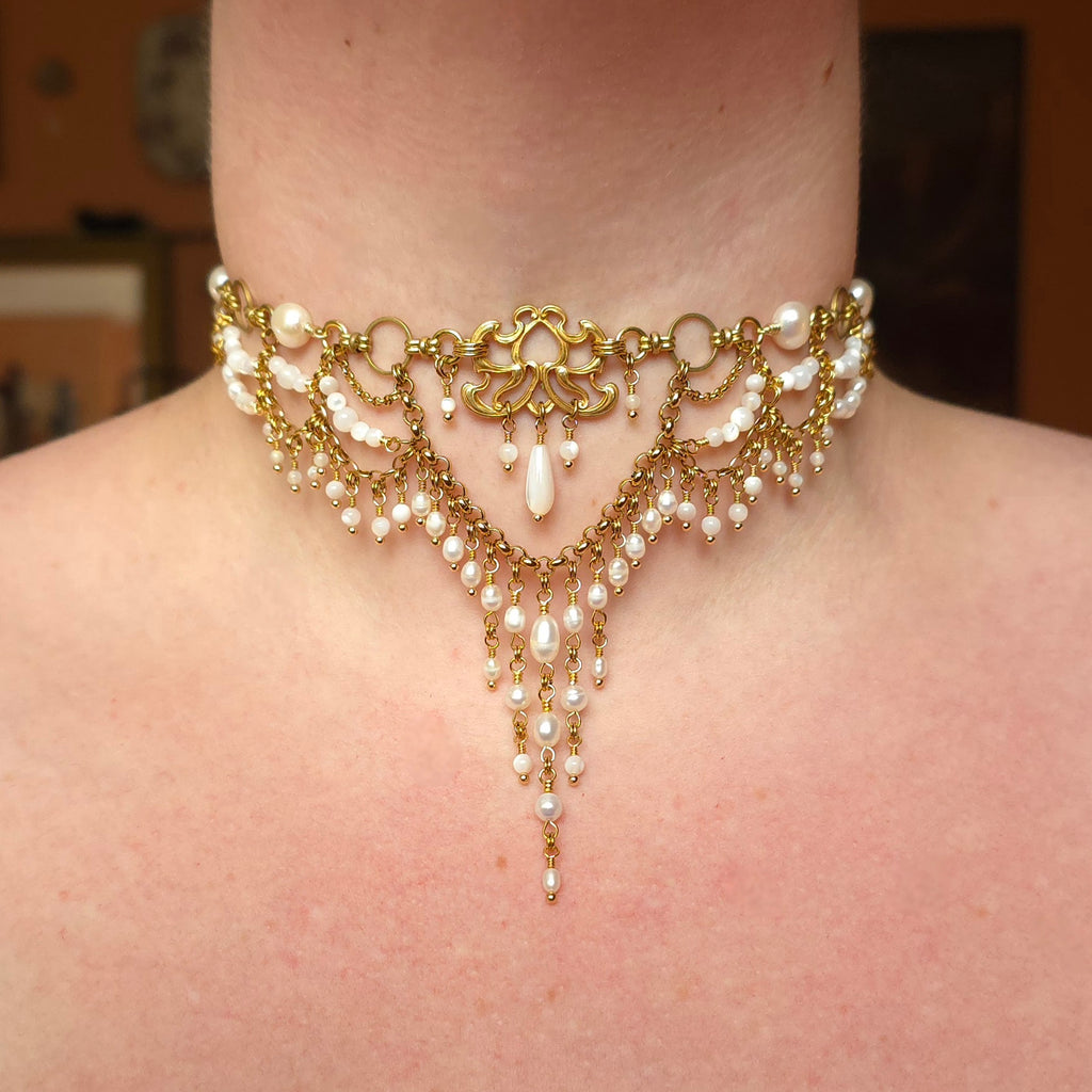 THE PROPOSAL | Gold & Pearl Renaissance Inspired Brass Choker