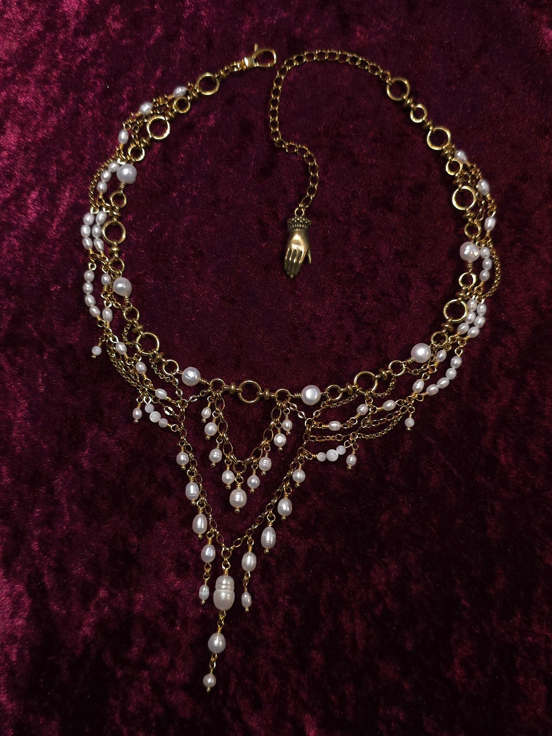 FINEST HOUR | Gold & Pearl Renaissance Inspired Brass Choker