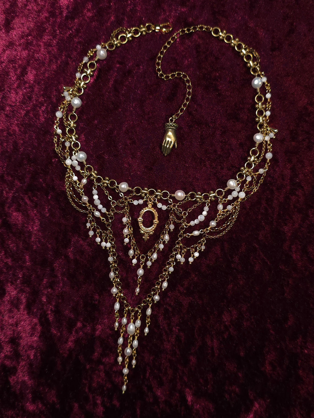 QUIET DEVOTION | Gold & Pearl Renaissance Inspired Brass Choker