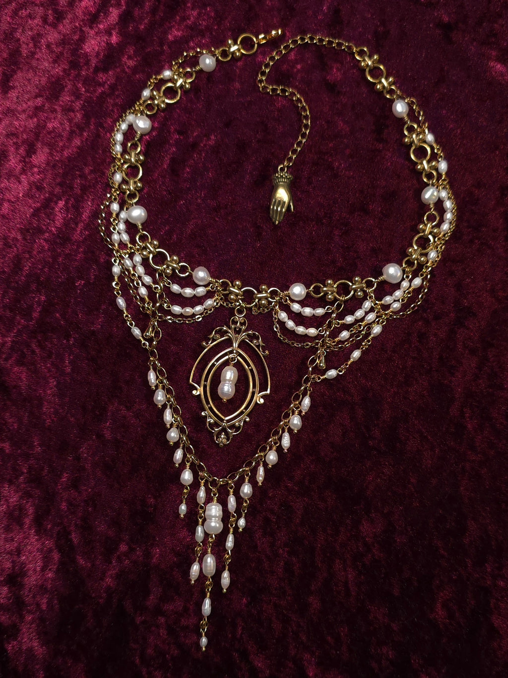 GARDEN MEETING | Gold & Pearl Renaissance Inspired Brass Choker