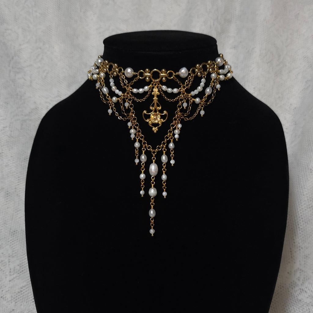 BLOSSOM | Gold & Pearl Renaissance Inspired Choker