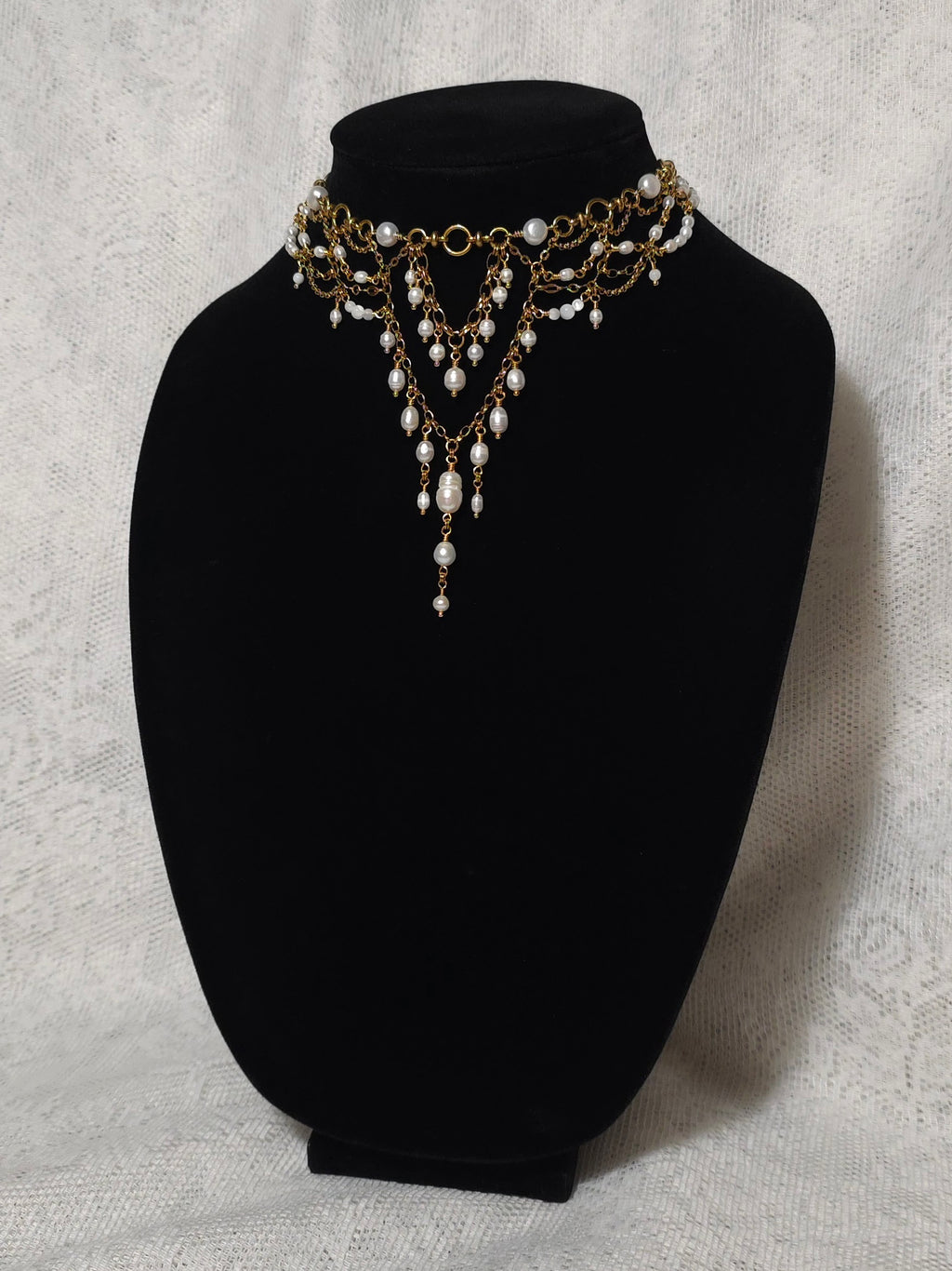 FINEST HOUR | Gold & Pearl Renaissance Inspired Brass Choker