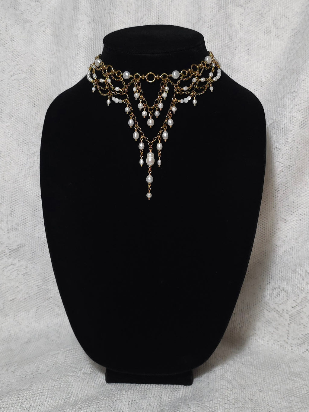 FINEST HOUR | Gold & Pearl Renaissance Inspired Brass Choker