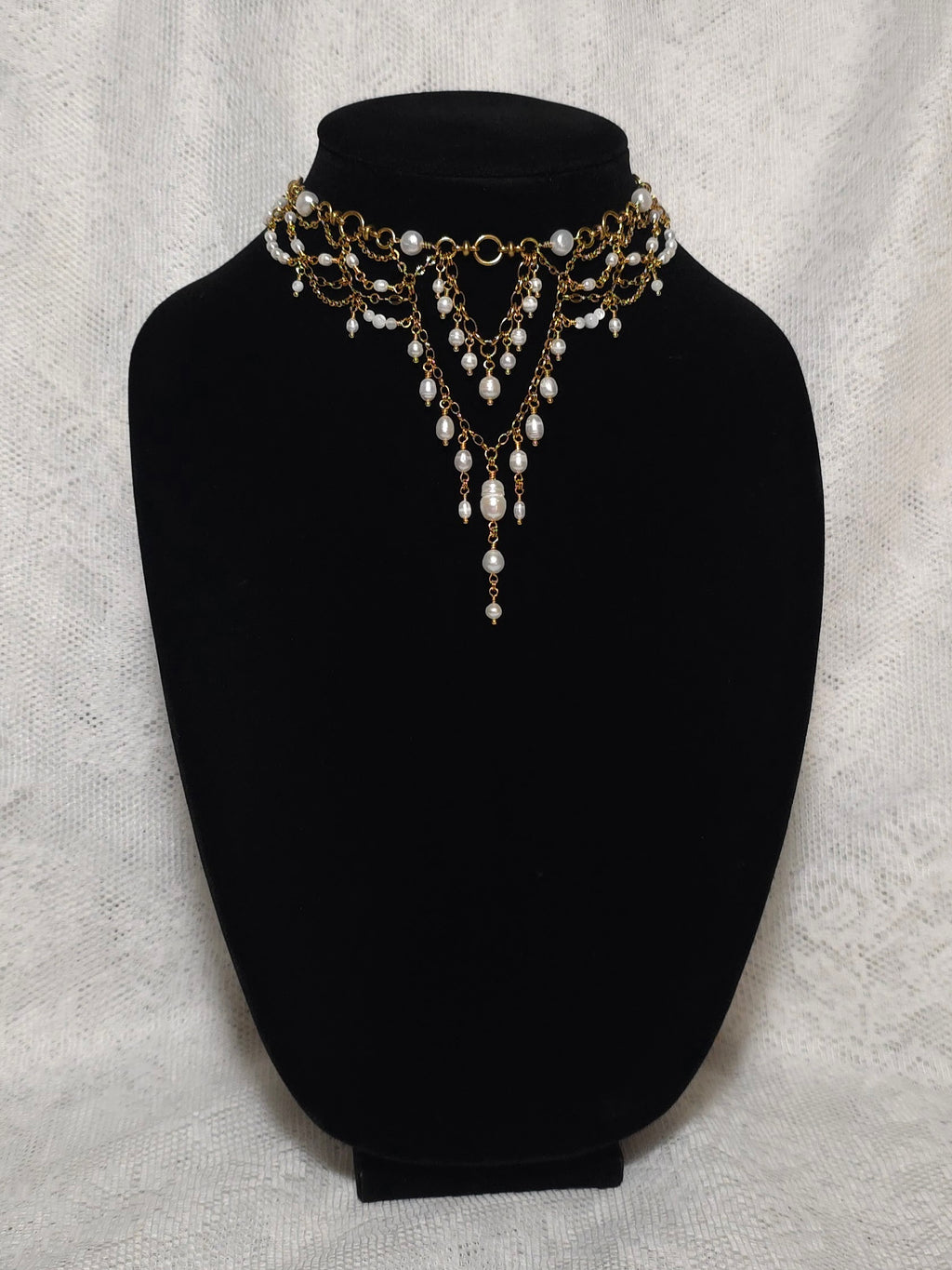 FINEST HOUR | Gold & Pearl Renaissance Inspired Brass Choker