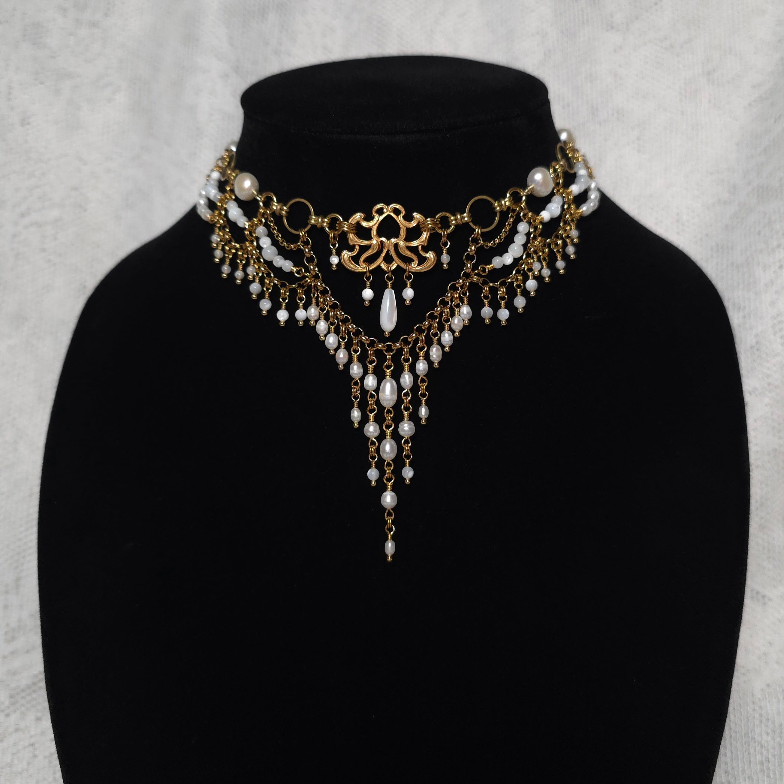 THE PROPOSAL | Gold & Pearl Renaissance Inspired Brass Choker