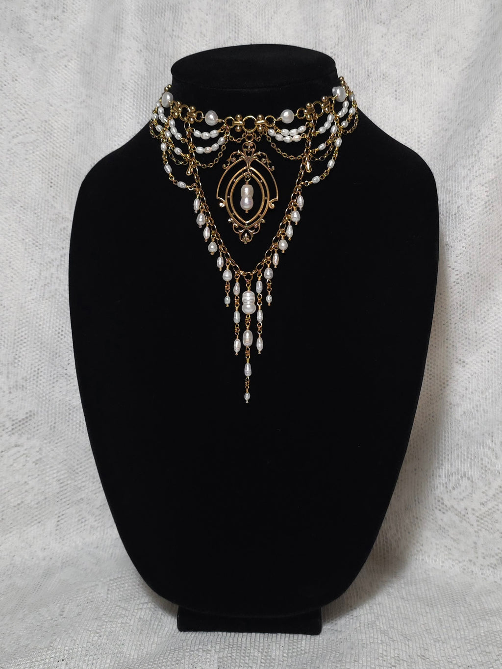 GARDEN MEETING | Gold & Pearl Renaissance Inspired Brass Choker