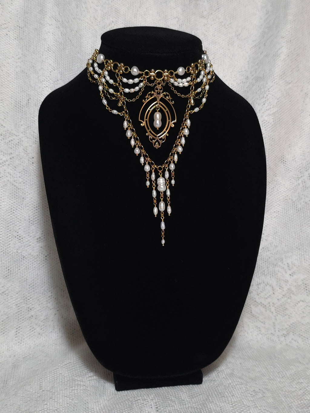 GARDEN MEETING | Gold & Pearl Renaissance Inspired Brass Choker