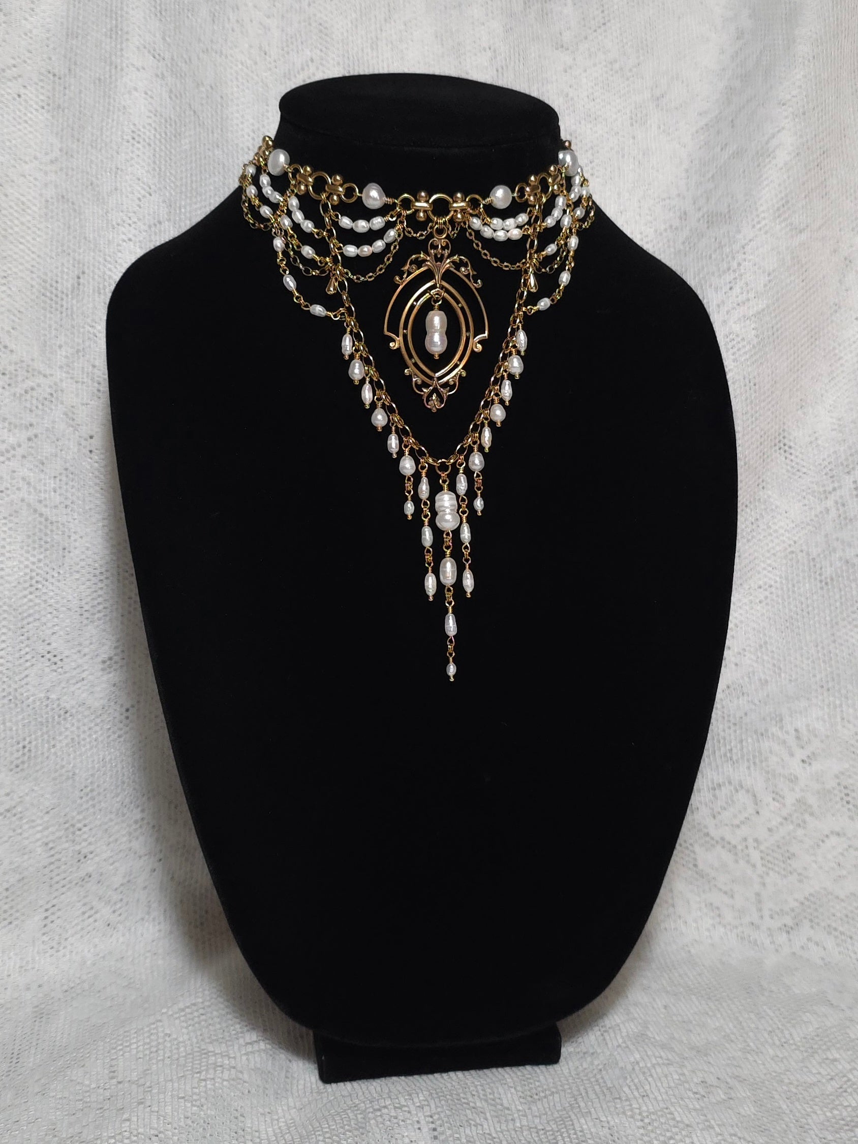 GARDEN MEETING | Gold & Pearl Renaissance Inspired Brass Choker