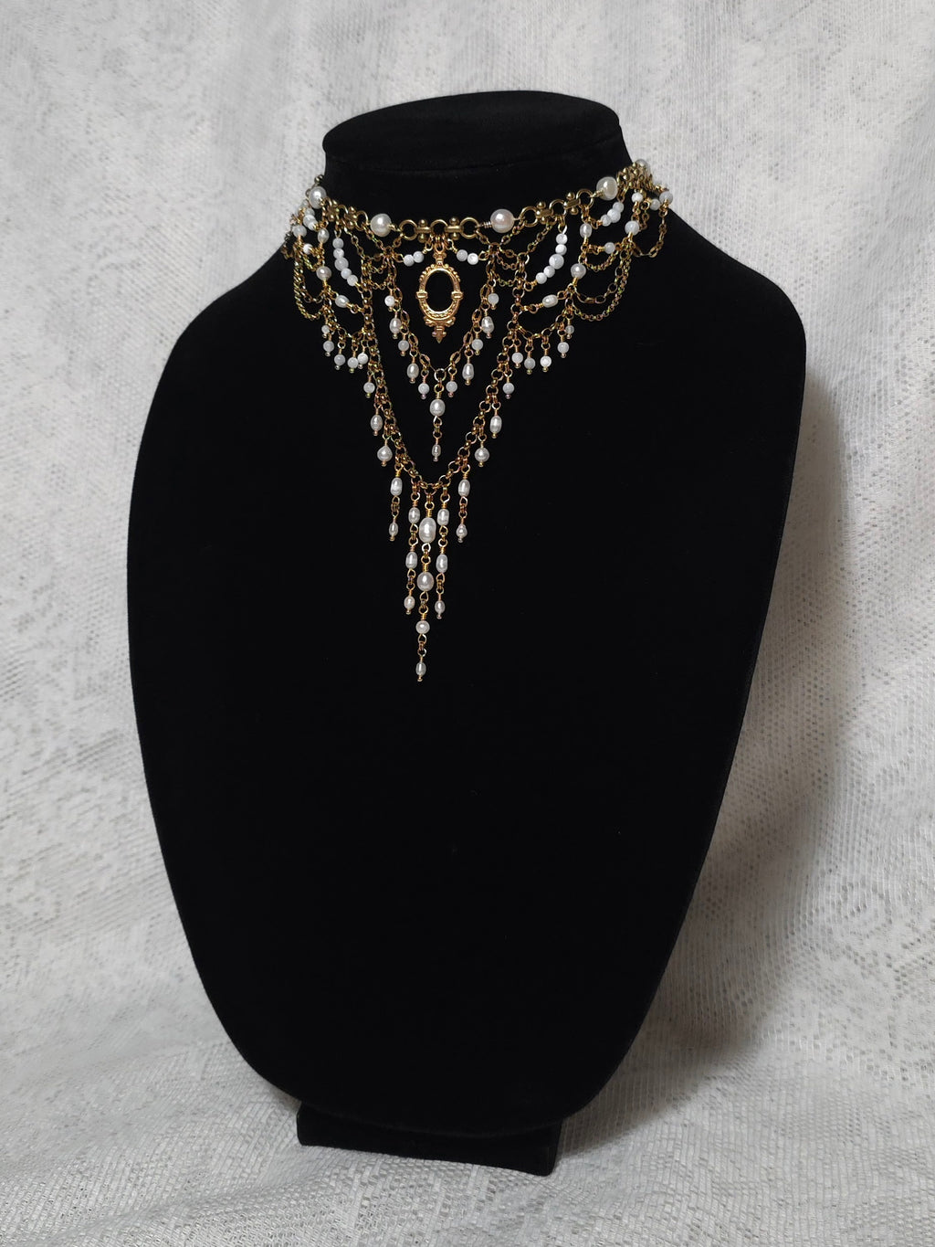 QUIET DEVOTION | Gold & Pearl Renaissance Inspired Brass Choker