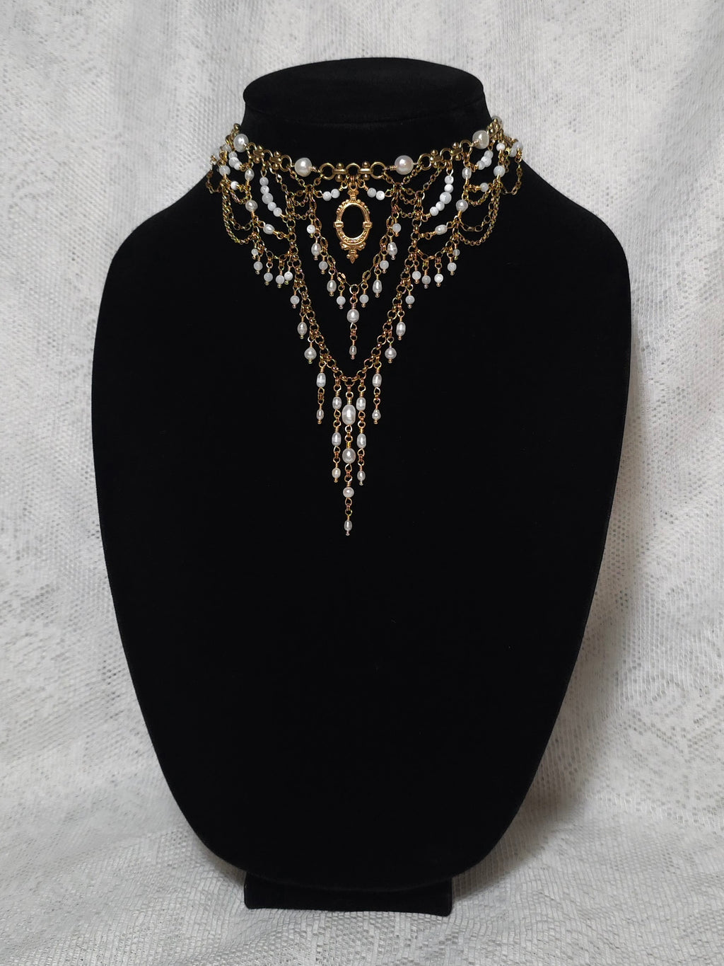 QUIET DEVOTION | Gold & Pearl Renaissance Inspired Brass Choker