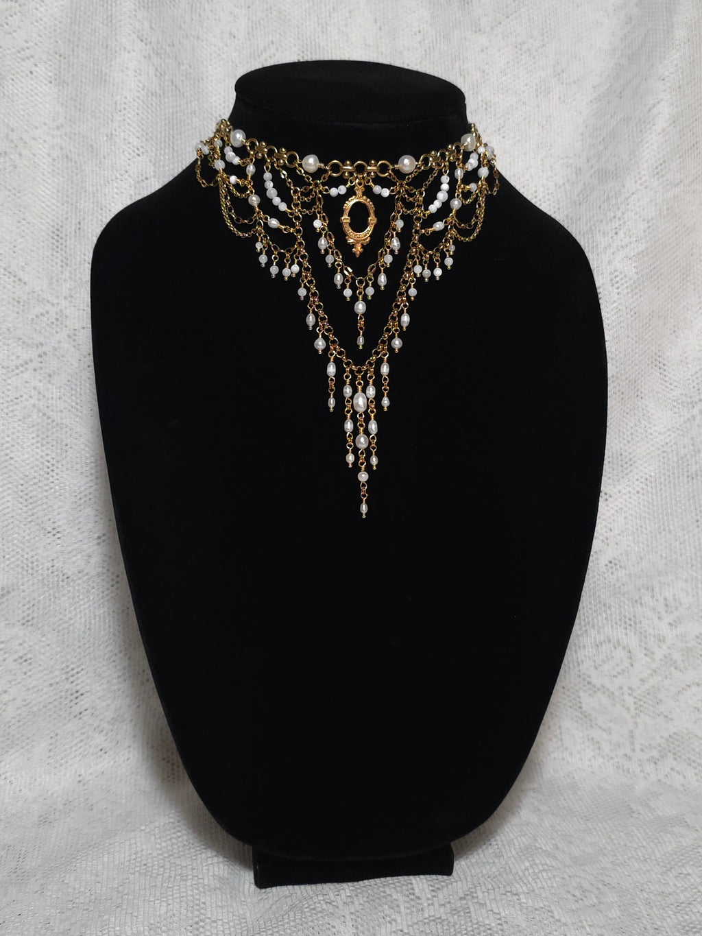 QUIET DEVOTION | Gold & Pearl Renaissance Inspired Brass Choker