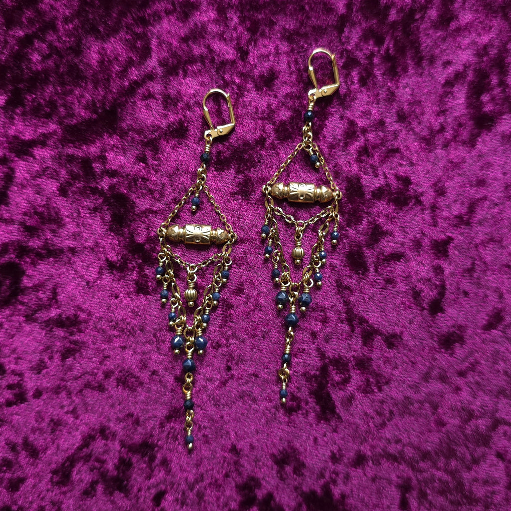 ENCROACHING NIGHT | Sapphire Renaissance Inspired Earrings