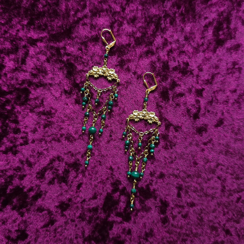 TERRACE EXCHANGE | Malachite Renaissance Inspired Earrings