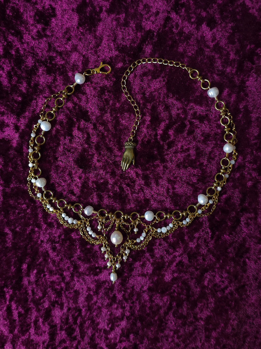 AFTERGLOW | Pearl & Gold Renaissance Inspired Brass Choker