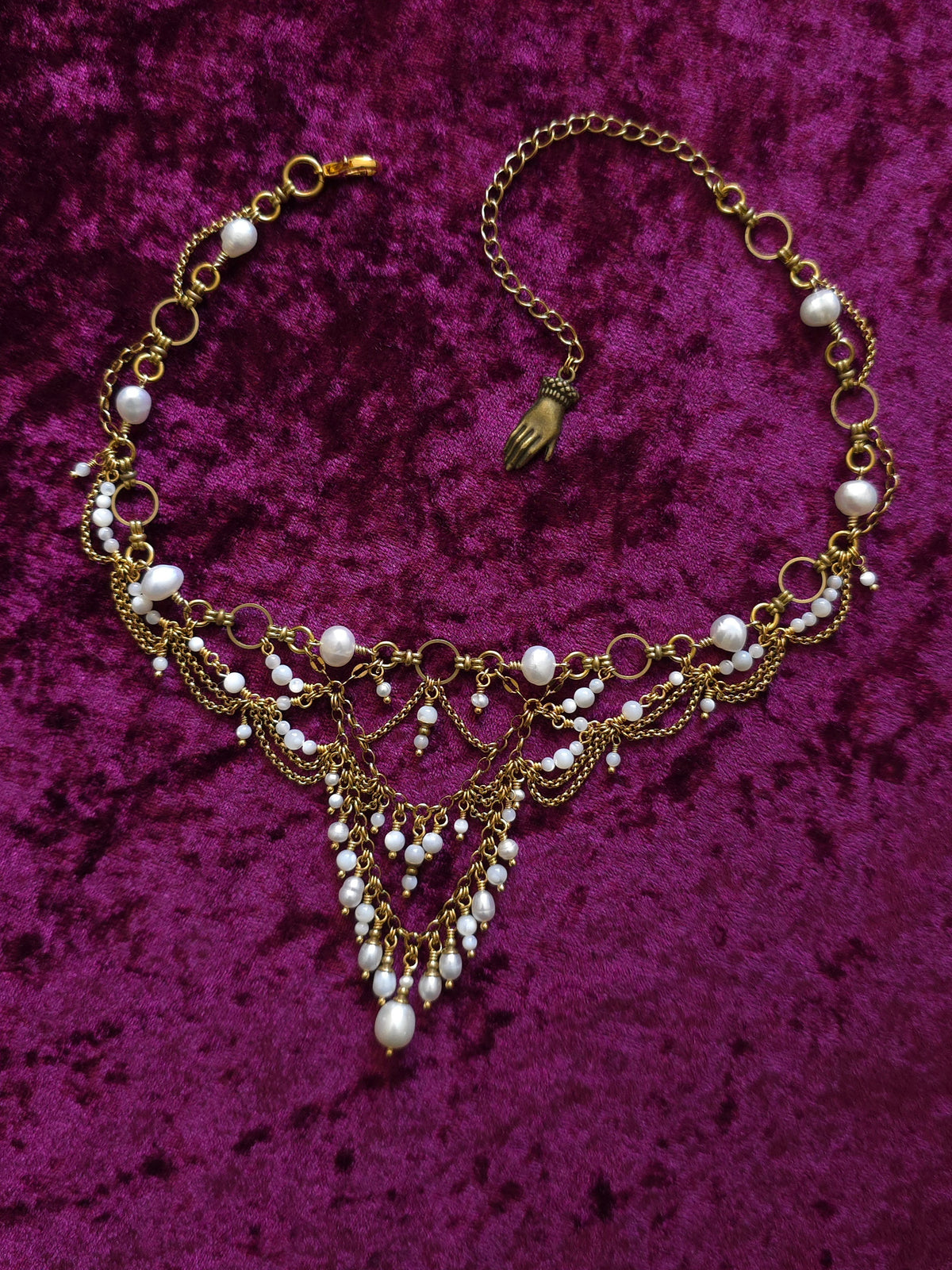 MAJESTY'S BROCADE | Pearl & Gold Renaissance Inspired Brass Choker