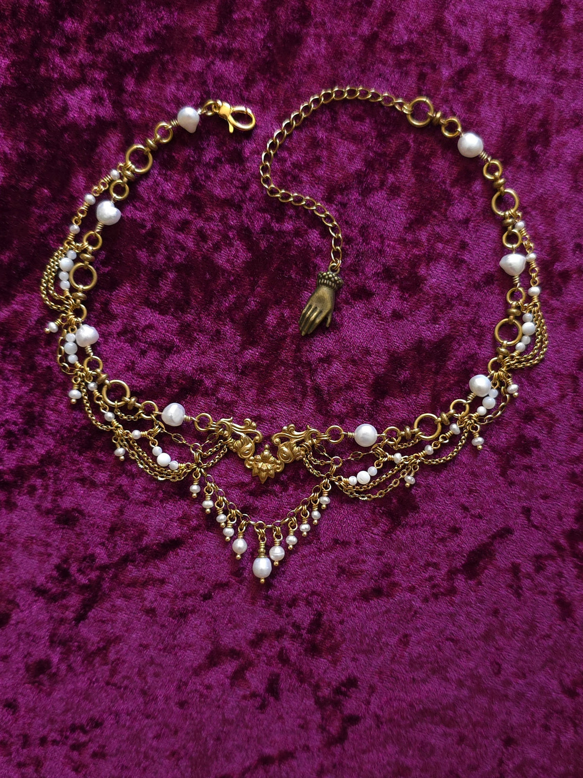 ON THE HORIZON | Pearl & Gold Renaissance Inspired Brass Choker