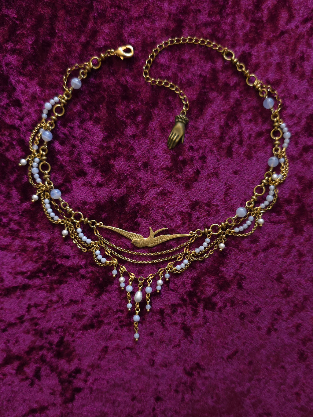 EXCURSION | Blue Lace Agate & Gold Renaissance Inspired Brass Choker