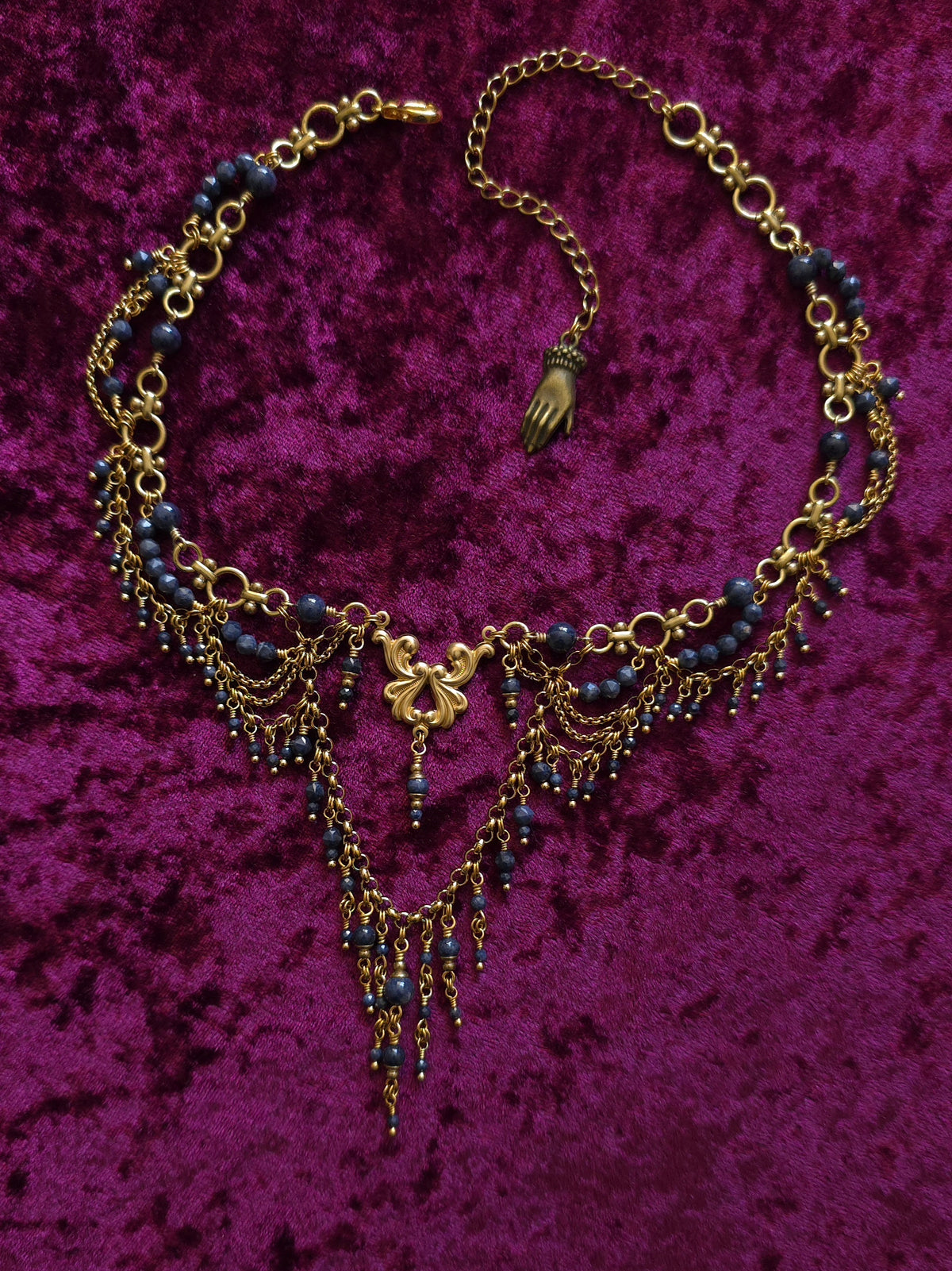 LAVISH | Sapphire & Gold Renaissance Inspired Brass Choker