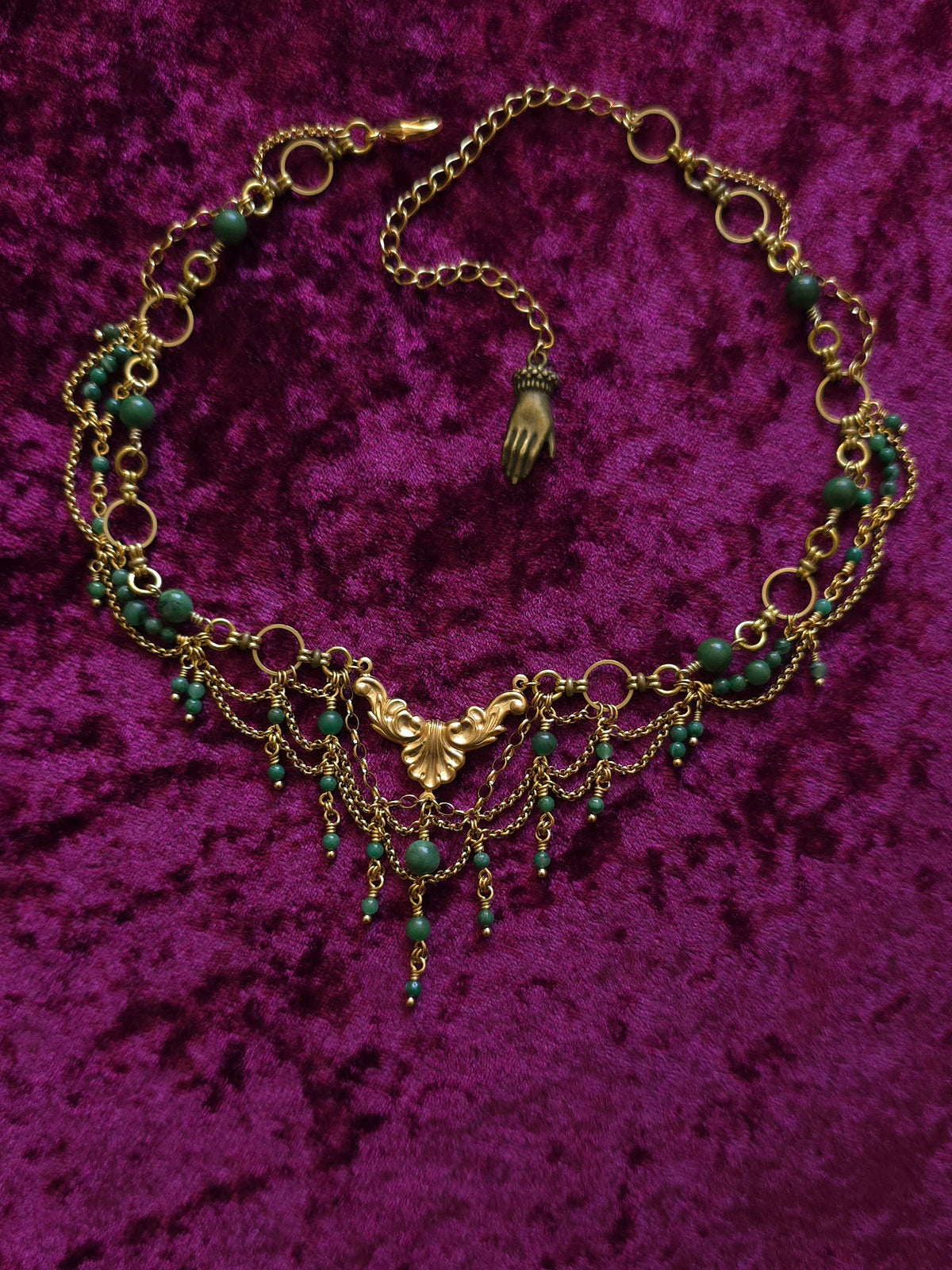 ROYAL GARDENS | Verdite & Gold Renaissance Inspired Brass Choker