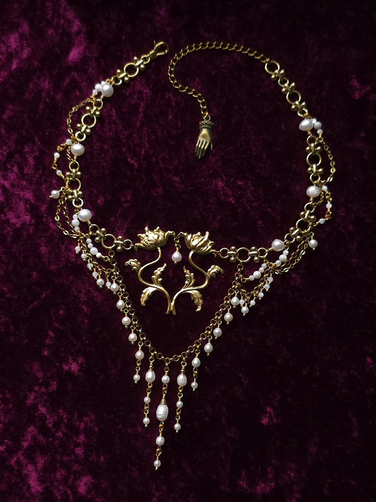 FLORILEGIUM | Pearl & Gold Renaissance Inspired Brass Choker