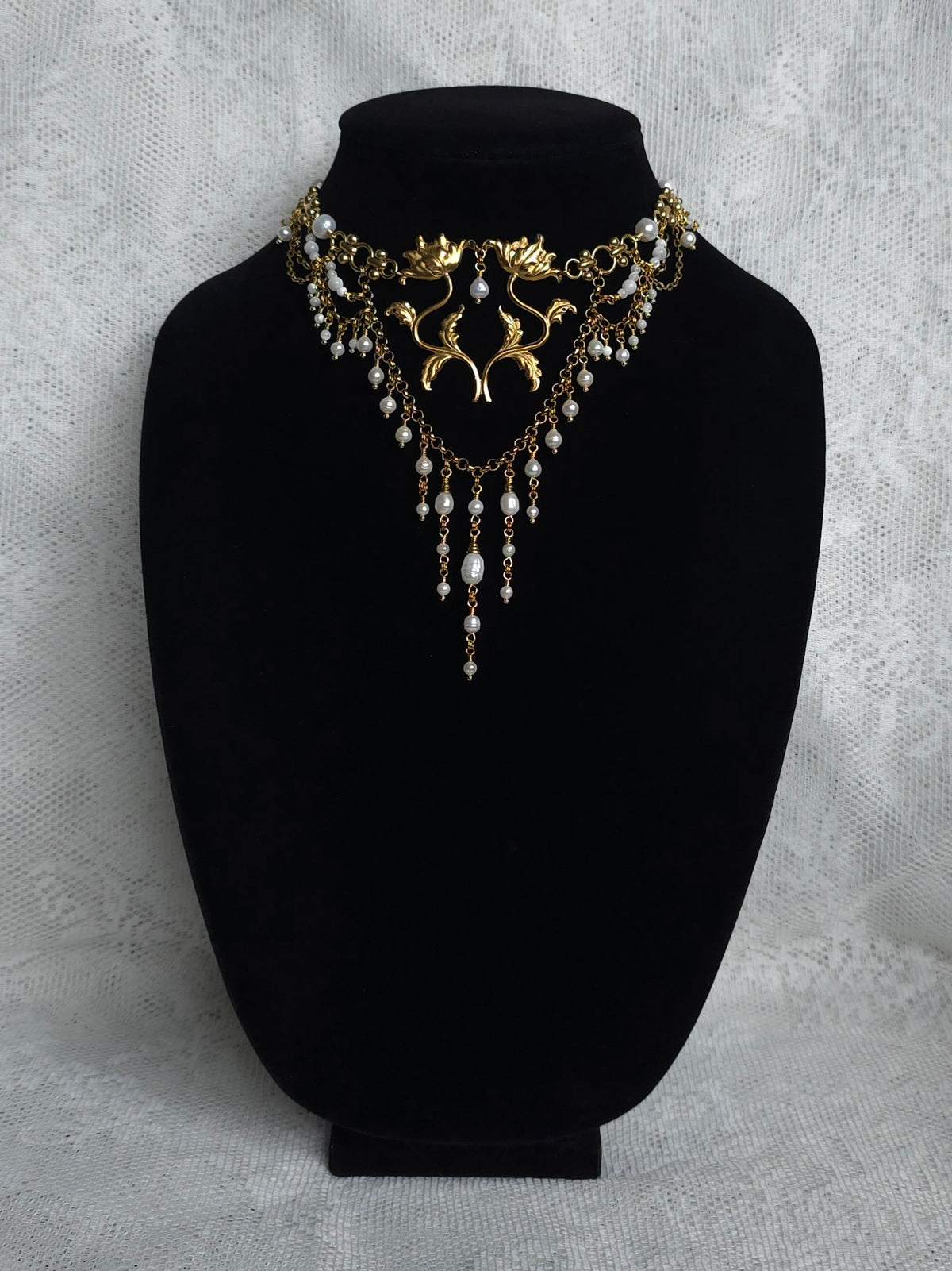 FLORILEGIUM | Pearl & Gold Renaissance Inspired Brass Choker