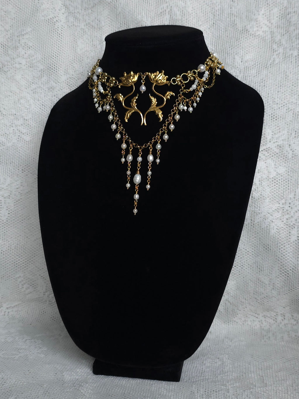 FLORILEGIUM | Pearl & Gold Renaissance Inspired Brass Choker