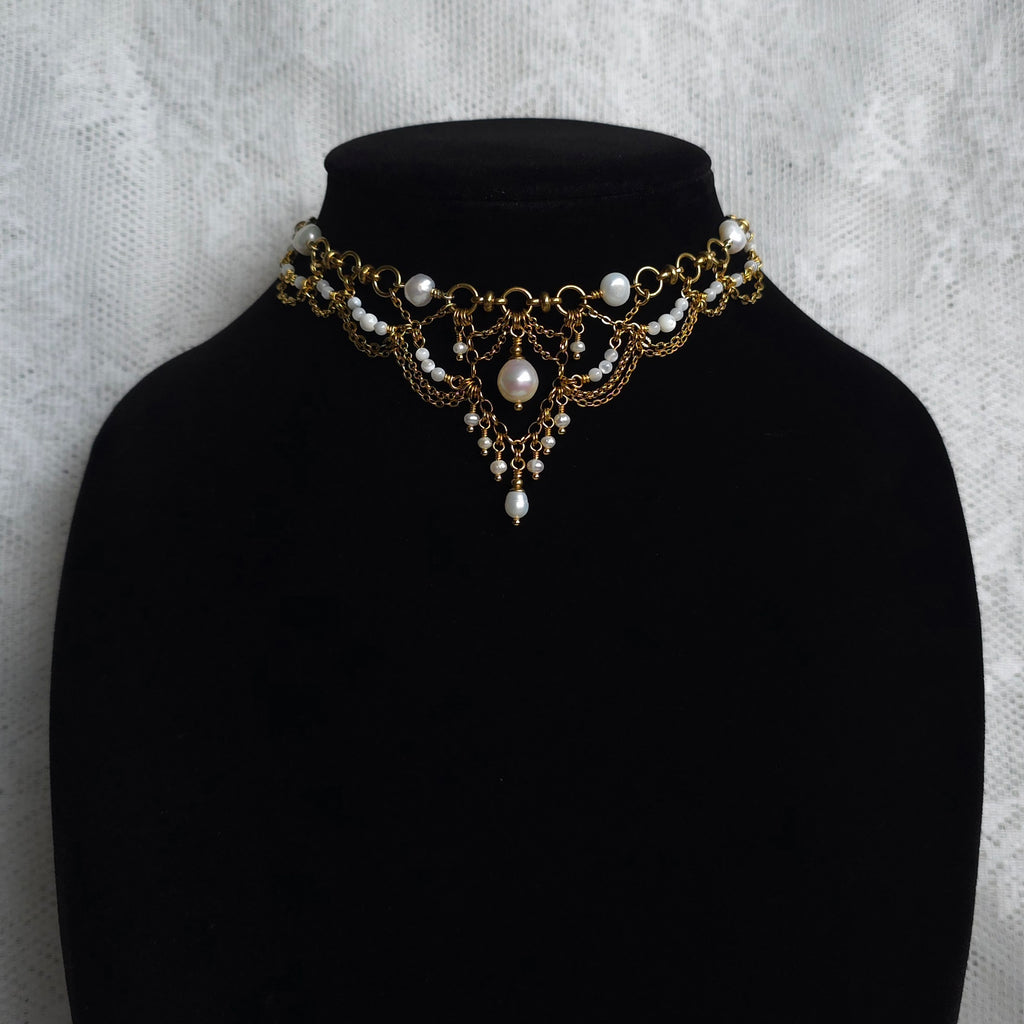 AFTERGLOW | Pearl & Gold Renaissance Inspired Brass Choker