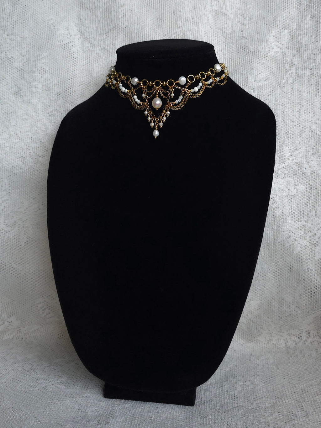 AFTERGLOW | Pearl & Gold Renaissance Inspired Brass Choker