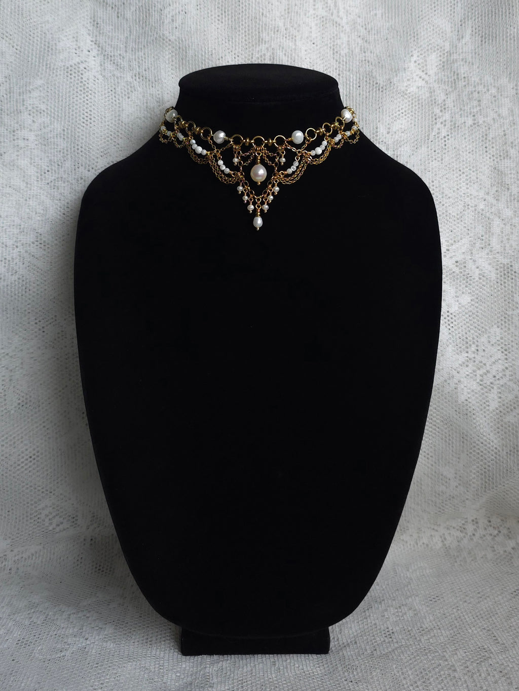 AFTERGLOW | Pearl & Gold Renaissance Inspired Brass Choker