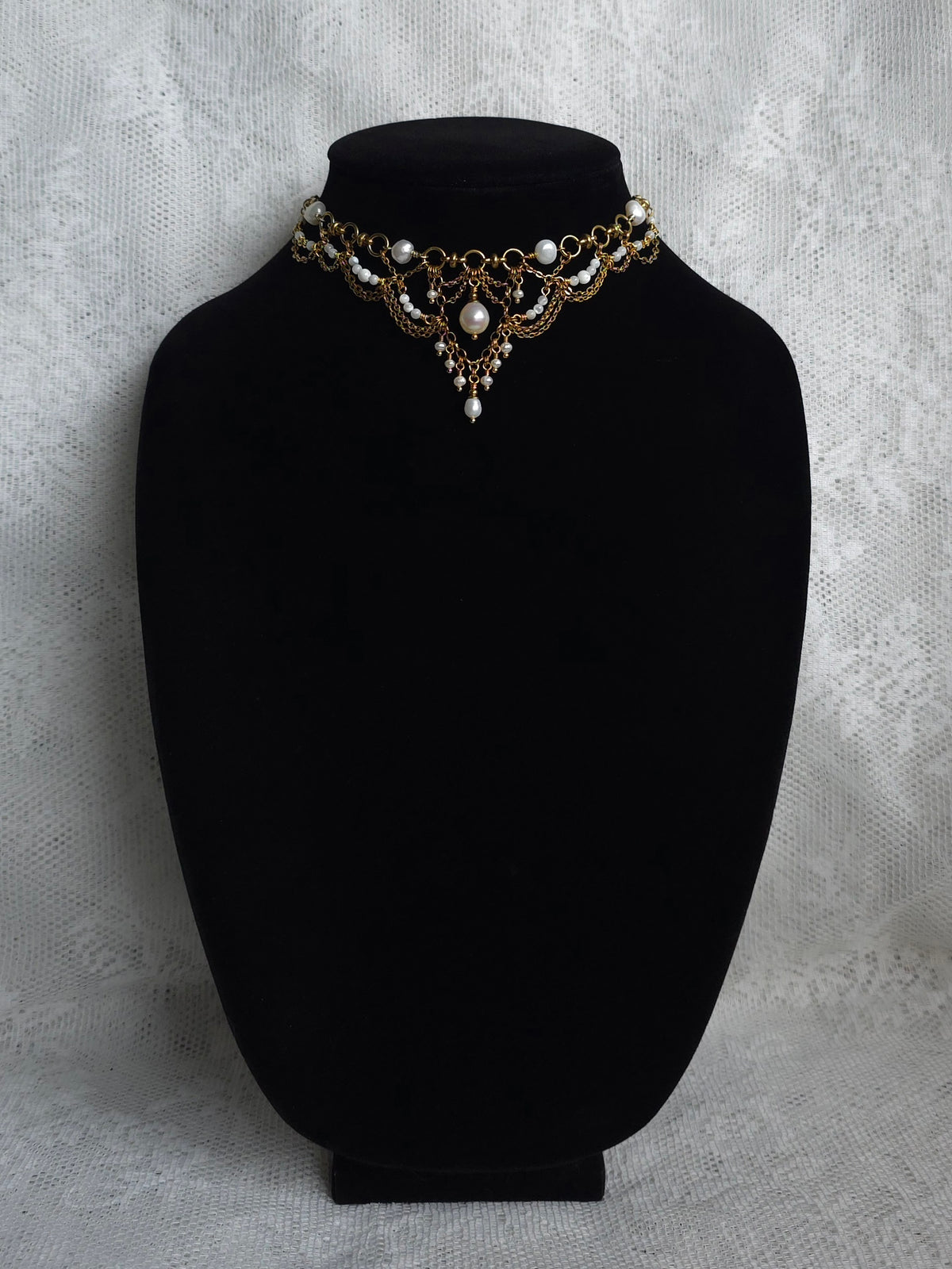 AFTERGLOW | Pearl & Gold Renaissance Inspired Brass Choker