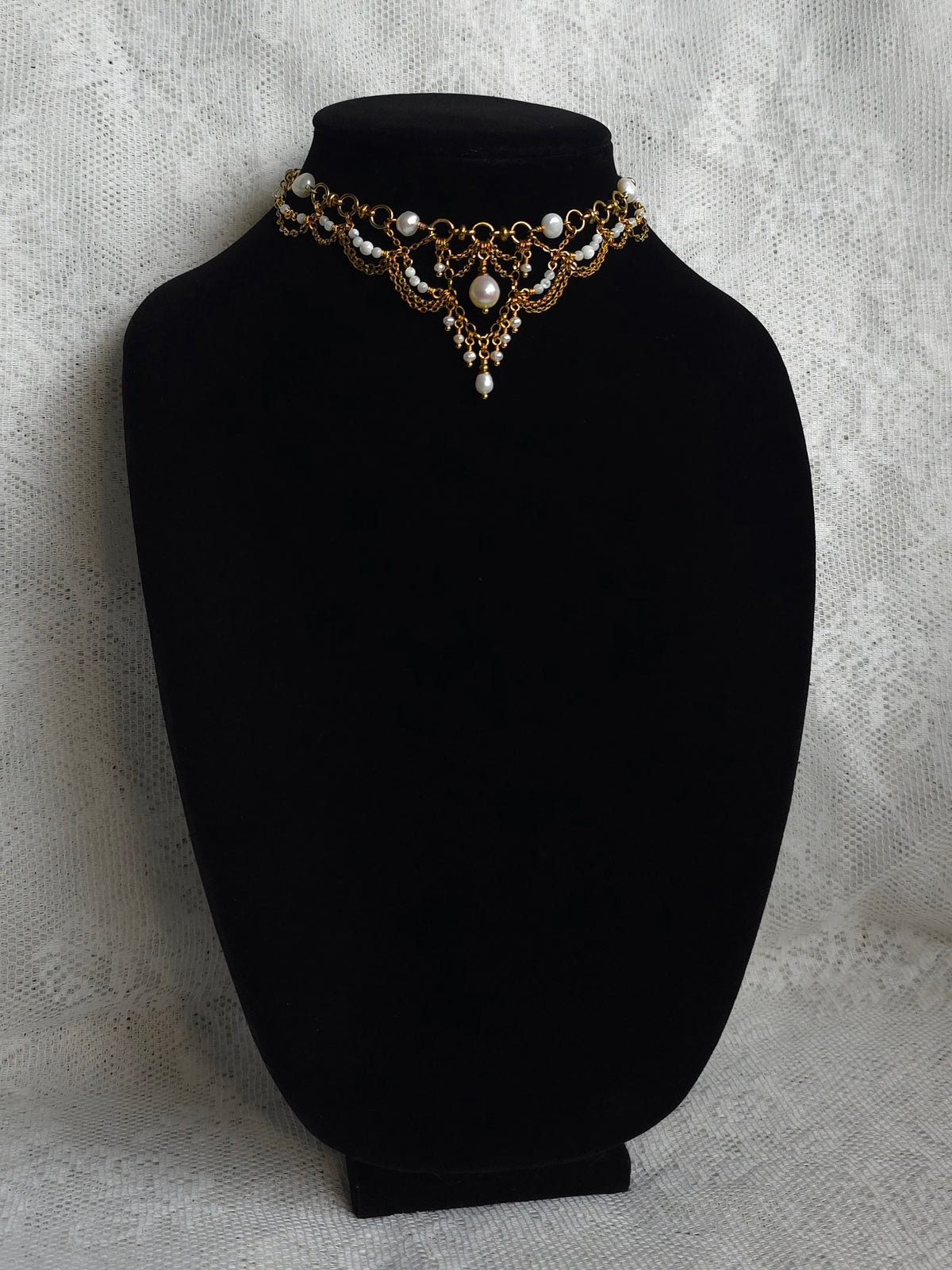 AFTERGLOW | Pearl & Gold Renaissance Inspired Brass Choker