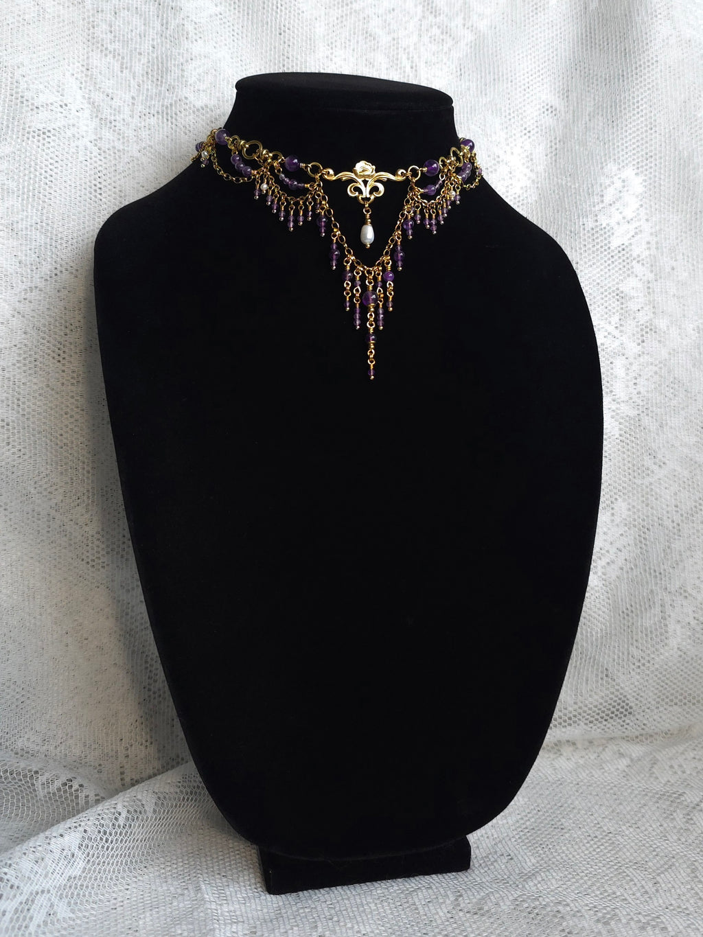 COUNTRYSIDE PROMENADE | Amethyst & Gold Renaissance Inspired Brass Choker