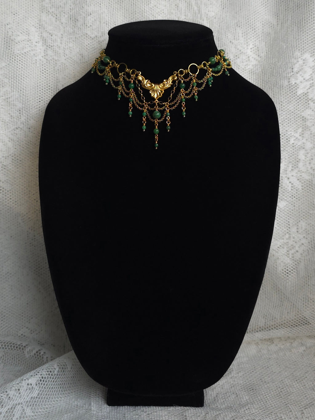 ROYAL GARDENS | Verdite & Gold Renaissance Inspired Brass Choker