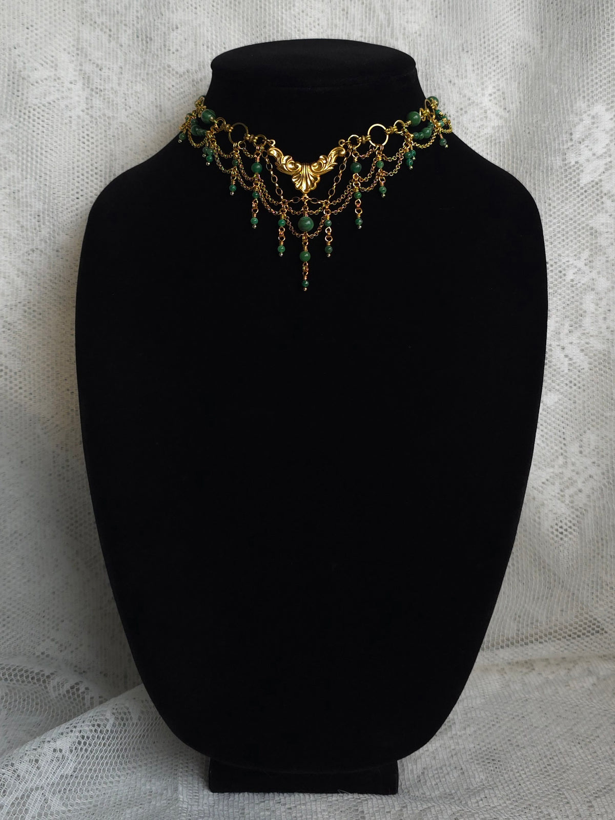 ROYAL GARDENS | Verdite & Gold Renaissance Inspired Brass Choker