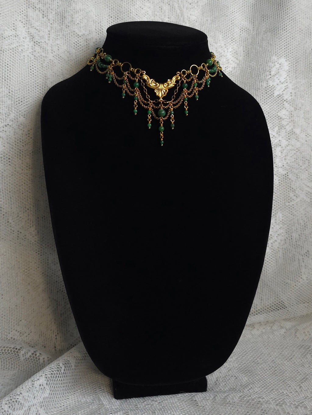 ROYAL GARDENS | Verdite & Gold Renaissance Inspired Brass Choker