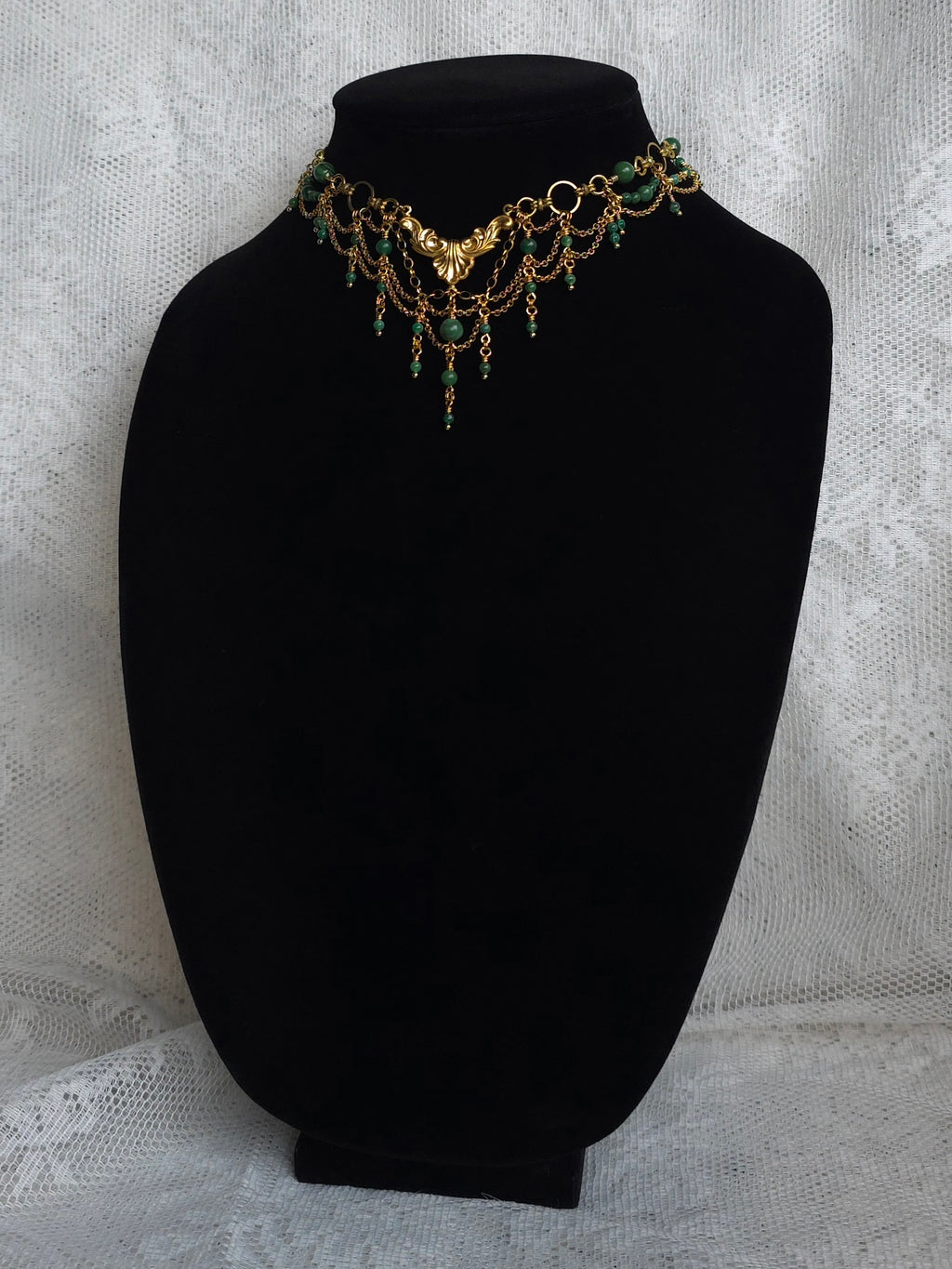 ROYAL GARDENS | Verdite & Gold Renaissance Inspired Brass Choker