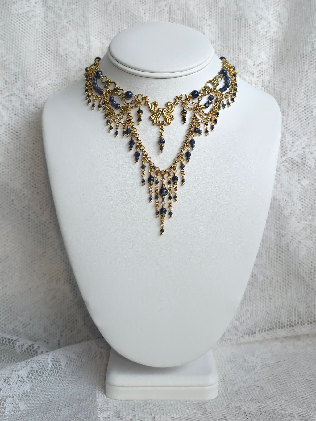LAVISH | Sapphire & Gold Renaissance Inspired Brass Choker