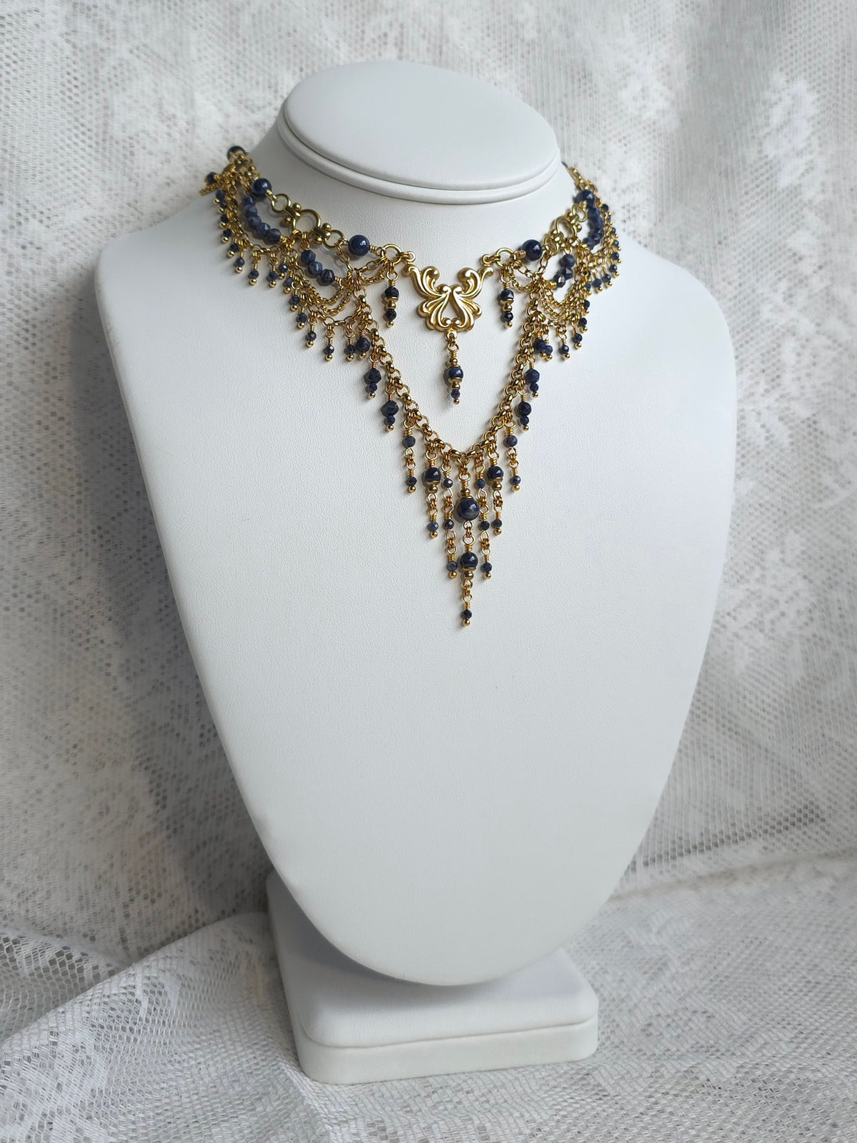 LAVISH | Sapphire & Gold Renaissance Inspired Brass Choker