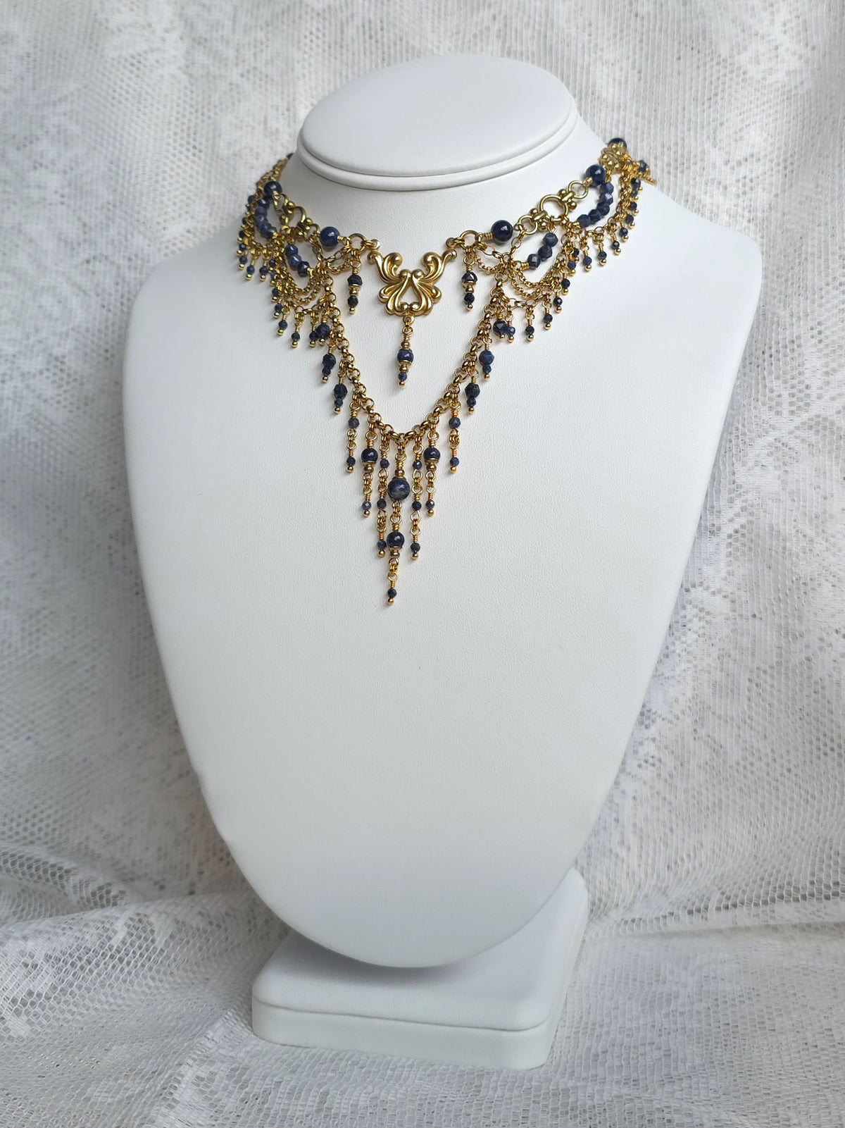 LAVISH | Sapphire & Gold Renaissance Inspired Brass Choker