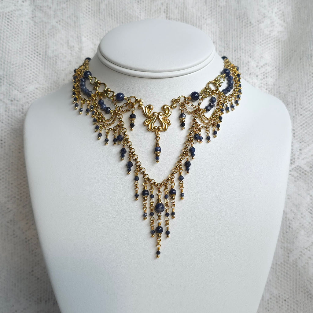LAVISH | Sapphire & Gold Renaissance Inspired Brass Choker