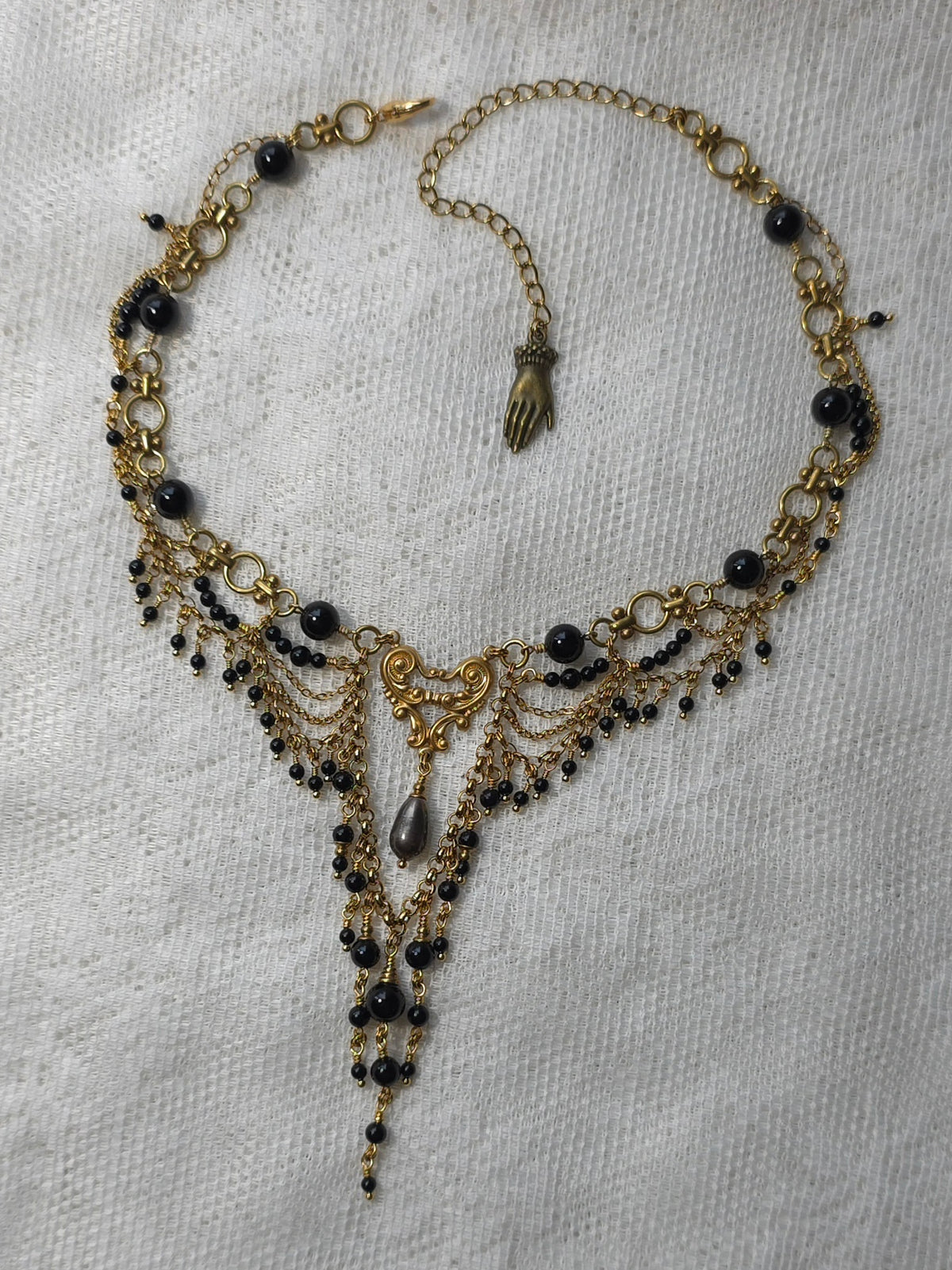 SHROUD OF MIDNIGHT | Onyx & Gold Renaissance Inspired Brass Choker