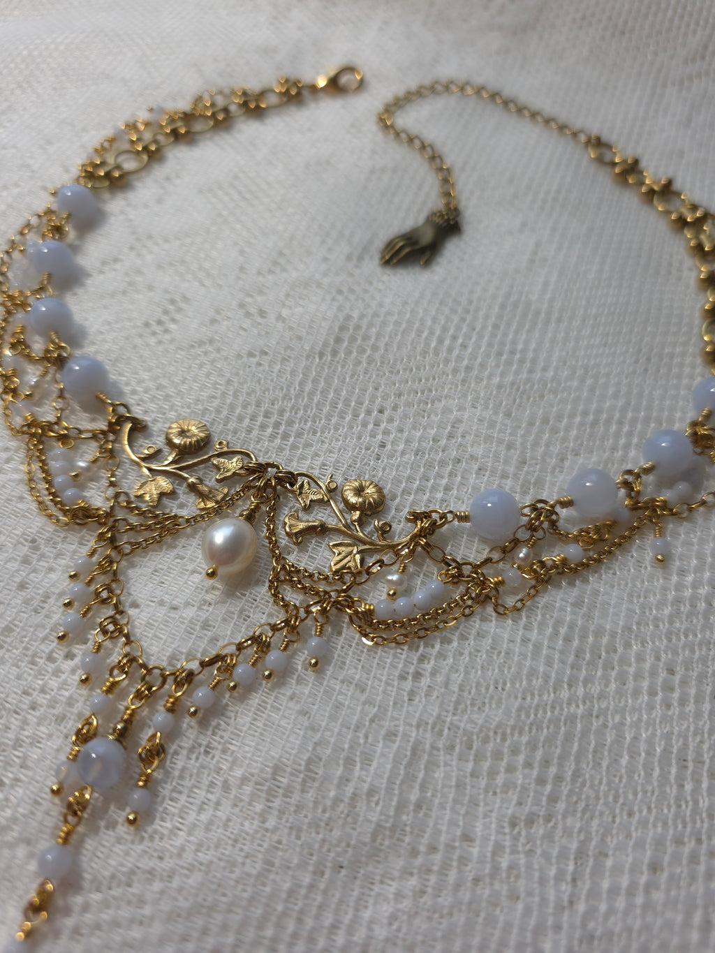 SUMMER'S PASSAGE | Blue Lace Agate & Gold Renaissance Inspired Brass Choker