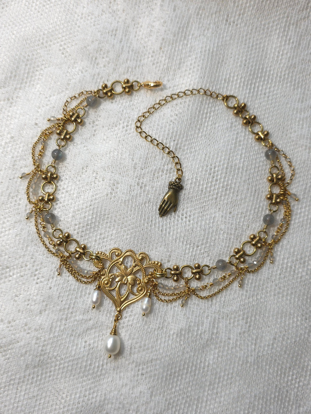 SUNLESS DAYS | Labradorite & Gold Renaissance Inspired Brass Choker